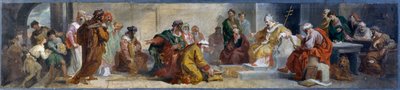 El Papa Dámaso recibiendo a personalidades de Oriente, de Luigi Fontana (1827-1908), boceto preparatorio para los frescos de la basílica de San Lorenzo in Damaso en Roma, Italia. de Luigi Fontana