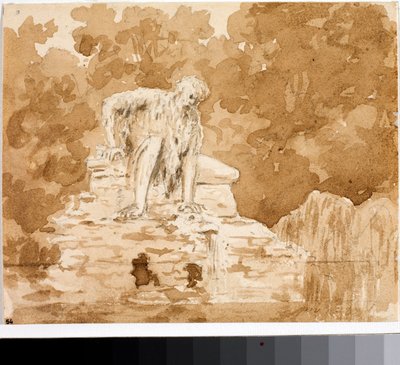 Apenino, dios del río esculpido en roca en 1580 en Pratolino, Villa Demidov de Luigi Garibbo