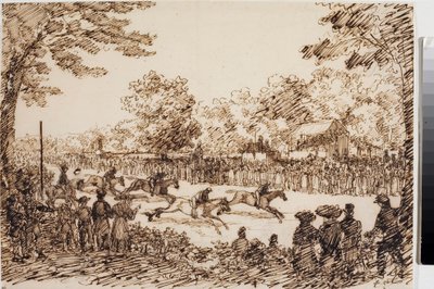 Carreras de caballos (probablemente la fiesta de San Giovanni en Florencia) de Luigi Garibbo