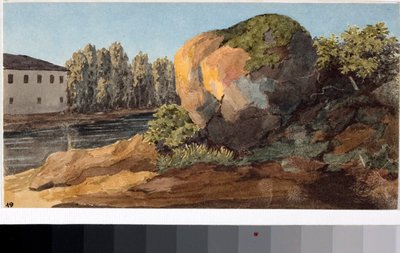 Paisaje con torrente (Acuarela, c.1825) de Luigi Garibbo