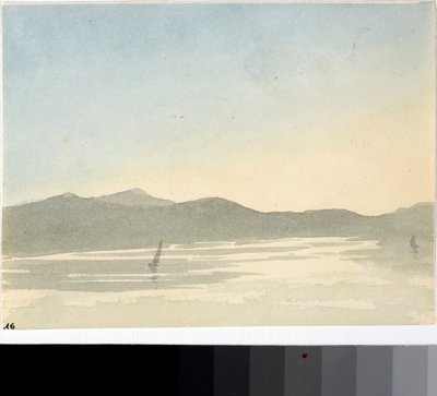 Vista de un lago al amanecer de Luigi Garibbo