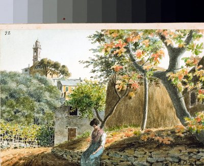 Vista de la iglesia de San Bartolomeo en el Monte Staglieno, Génova de Luigi Garibbo