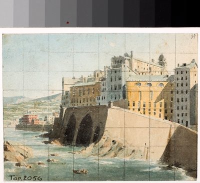 Vista de las murallas en el mar en Génova de Luigi Garibbo