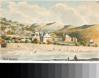 Vista sobre la colina Marassi con el campanario de la iglesia de Santa Margarita cerca de Génova de Luigi Garibbo