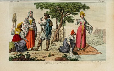 Campesinos rusos. Ilustración de Il costume antico e moderno o storia del governo… por Giulio Ferrario, 1831 de Luigi Giarrè