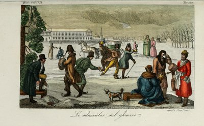 Pista de Patinaje. Ilustración de Il costume antico e moderno o storia del governo por Giulio Ferrario, 1831 de Luigi Giarrè