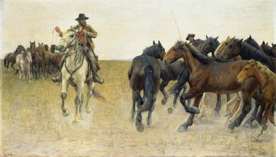 Caballos en la llanura de Pisa de Luigi Gioli