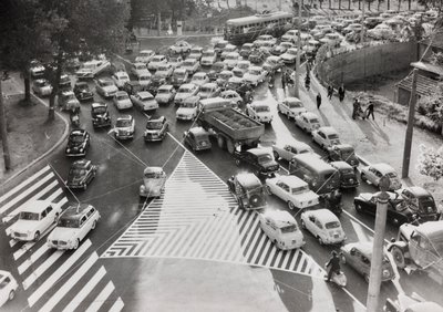Escena de tráfico en una calle de Roma de Luigi Leoni