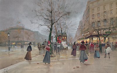 Tarde en el Barrio de la Ópera de los Grandes Bulevares, principios del siglo XX de Luigi Loir