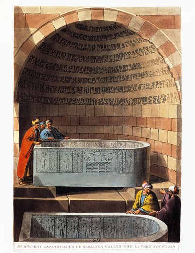 Sarcófago de basalto llamado La Fuente de los Amantes por Luigi Mayer de Luigi Mayer