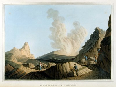 Cráter del Stromboli - en "Vistas en los dominios otomanos, en Europa, en Asia y algunas de las islas del Mediterráneo", por Luigi Mayer, Londres de Luigi Mayer
