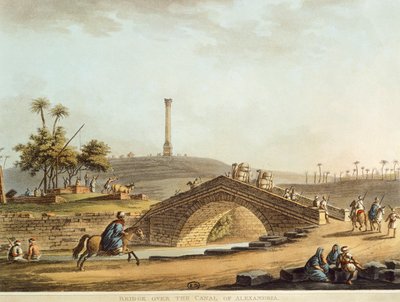 Egipto, Puente sobre el Canal de Alejandría, por Luigi Mayer, grabado de Luigi Mayer