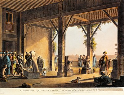 Antigüedades egipcias en el patio de una casa de Boulaq de Luigi Mayer