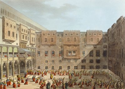 Práctica mameluca frente al palacio de Mourad Bey en El Cairo de Luigi Mayer