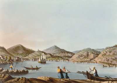 El puerto occidental de la isla de Samos, lámina 60 de Vistas en los dominios otomanos, pub. por R. Bowyer, 1810 de Luigi Mayer