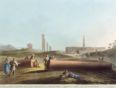 Las ruinas del gimnasio cerca de la Puerta Canópica en Alejandría de Luigi Mayer