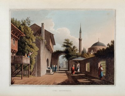 Una calle de Estambul - en "Vistas en los dominios otomanos, en Europa, en Asia, y algunas de las islas del Mediterráneo", por Luigi Mayer, Londres de Luigi Mayer