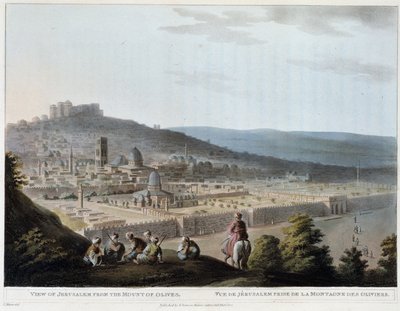 Vista de Jerusalén tomada desde el Monte de los Olivos - grabado de Luigi Mayer