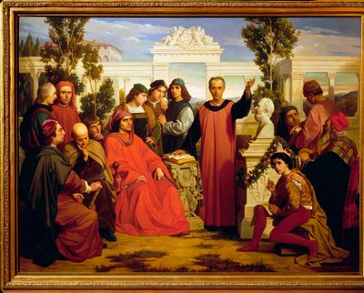 Celebración del cumpleaños de Platón en la villa de Lorenzo Il Magnifico en Careggi el 7 de noviembre de Luigi Mussini