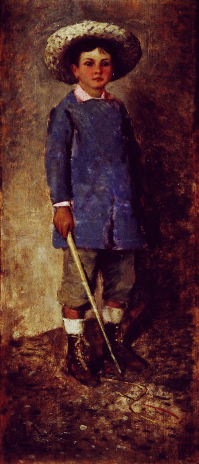 Retrato de un niño, de Luigi Nono (1850-1918), óleo sobre tabla de madera. de Luigi Nono