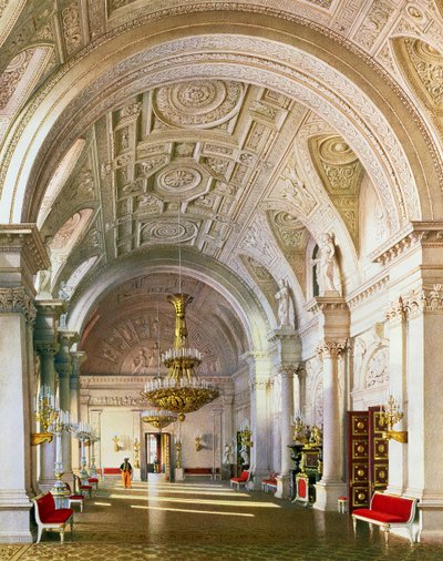 Vista del Salón Blanco en el Palacio de Invierno en San Petersburgo, 1865 de Luigi Premazzi