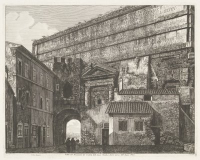 Porta Maggiore de Roma Vista del Monumento del Condotto delle Acque Claudia, y Anione Nuovo, y del Acqua Felice (título sobre objeto) de Luigi Rossini