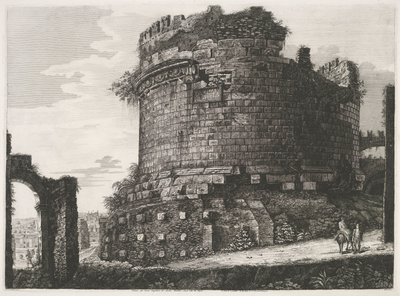 Tombe van Caecilia Metella te Roma Vista del Gran Sepulcro de Cecilia Metella ubicado en la Via Appia (título sobre objeto) de Luigi Rossini
