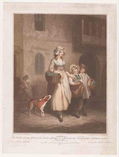 vendedor de flores Dos racimos de prímulas de un penique (título sobre el objeto) Street Gritos de Londres (título de la serie) Gritos de Londres (título de la serie) de Luigi Schiavonetti