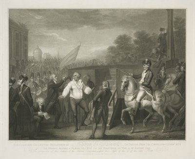 Lodewijk XVI bij het schavot El comportamiento tranquilo y sereno de Lewis XVI al separarse de su confesor Edgeworth / el momento antes de que se pusiera fin a su existencia el 21 de enero de 1793 (título sobre objeto) de Luigi Schiavonetti