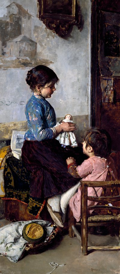 Días felices, pintura de Luigi Serena (1855-1911), óleo sobre lienzo de Luigi Serena