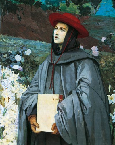 San Buenaventura, (detalle) de La aparición de la Virgen a San Francisco de Asís y Buenaventura de Luigi Serra