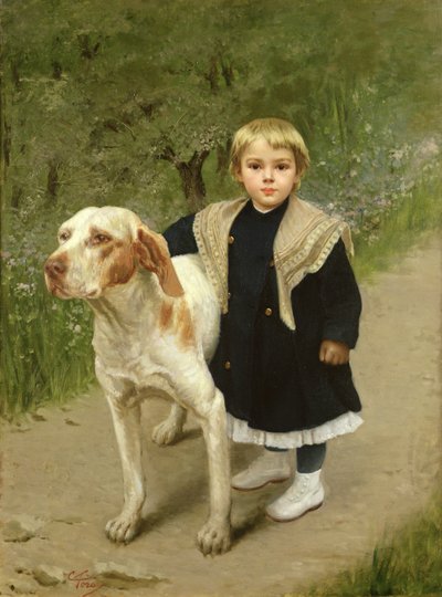 Niño Pequeño y un Perro Grande de Luigi Toro