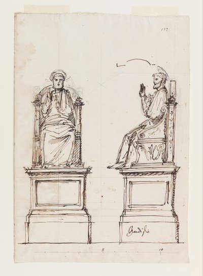 Diseño de un trono de mármol para la estatua de San Pedro, San Pedro, Roma de Luigi Vanvitelli