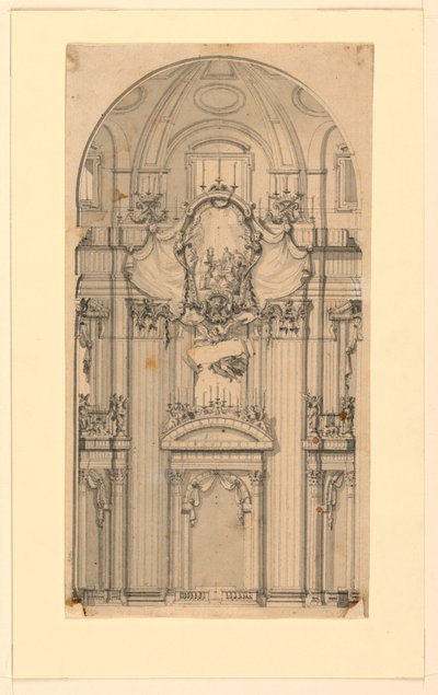 Elevación de una decoración mural para una ceremonia de canonización, San Pedro, Roma, Italia de Luigi Vanvitelli