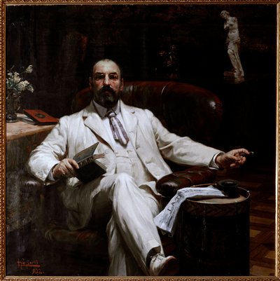Retrato del asegurador escocés y protector de las artes Evan Mackenzie Pintura de Luigi de Servi (1863-1945) 1902 Dim 135x135 cm Genes, Galleria d