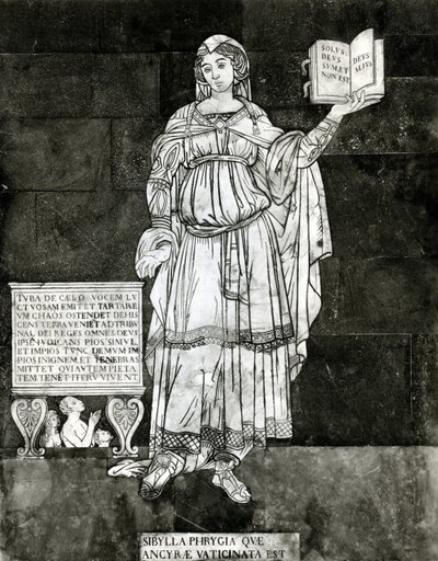 Detalle del pavimento que representa a la Sibila Frigia (mármol) de Luigi di Rugieri