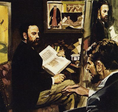Emile Zola predijo que la obra de Manet colgaría en el Louvre (litografía en color) de Luis Arcas Brauner