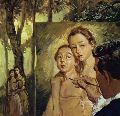 Gainsborough pintó a menudo retratos de sus dos hijas (litografía en color) de Luis Arcas Brauner