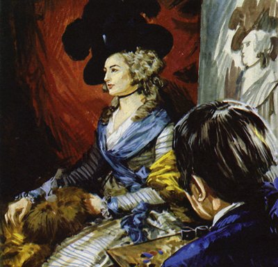 Gainsborough viaja a Londres para pintar a la actriz Mrs Siddons (litografía en color) de Luis Arcas Brauner
