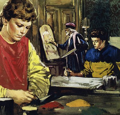 Jan y su hermano Herbert Van Eyck comenzaron su vida como aprendices de un pintor local (litografía en color) de Luis Arcas Brauner