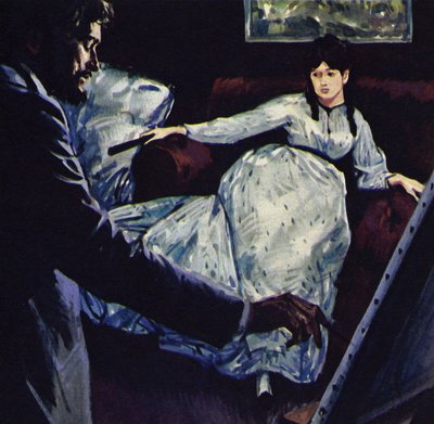 Manet pintando el cuadro Reposo (litografía en color) de Luis Arcas Brauner