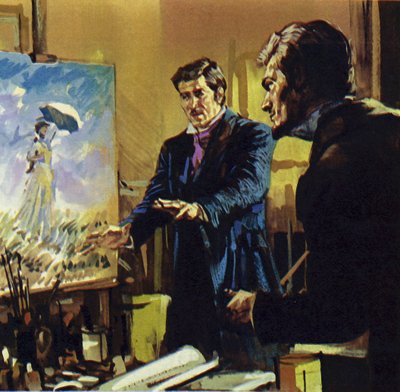 Renoir trabajó junto a su amigo Monet desarrollando un estilo pictórico conocido como Impresionismo (litografía en color) de Luis Arcas Brauner