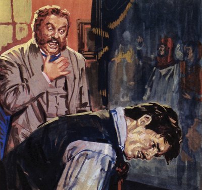 Cuando Eugene Delacroix desveló su cuadro a Guerin, el artista quedó horrorizado (litografía en color) de Luis Arcas Brauner