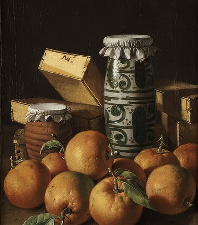 Naturaleza muerta con naranjas y dulces. Alrededor de 1764-65 de Luis Egidio Melendez