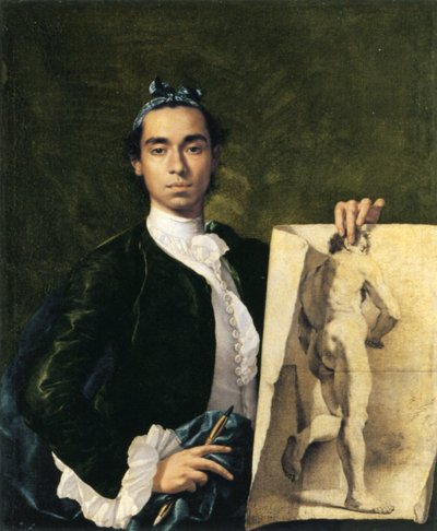 Autorretrato sosteniendo un estudio académico de Luis Egidio Melendez