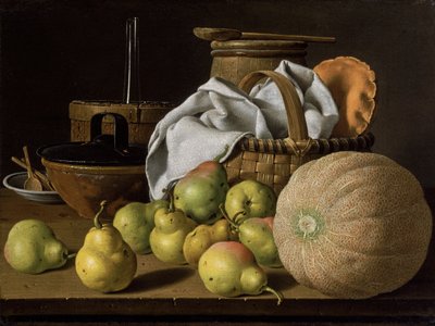 Bodegón con melón y peras de Luis Egidio Melendez