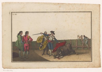 Toro picado por un matador Colección de las principales suertes de una corrida de toros (título de la serie) Colección de las maniobras taurinas más importantes (título de la serie) de Luis Fernandez Noseret