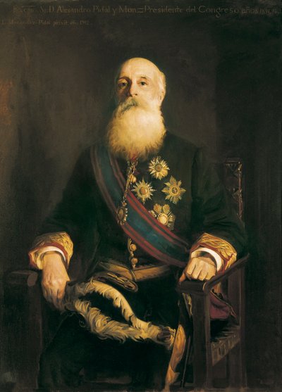 Retrato de Alejandro Pidal y Mon (1846-1913) político español miembro del grupo Unión Católica. Pintura de Luis Menéndez Pidal (1861-1932) de Luis Menendez Pidal