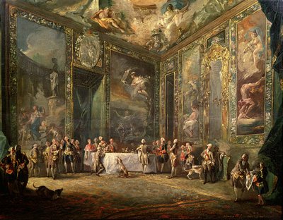 Carlos III de Borbón almorzando ante su corte, c.1770 de Luis Paret y Alcazar