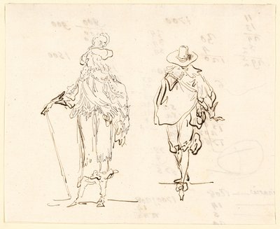 Dos figuras, una vestida al estilo francés de Luis XIII y la otra al estilo español del siglo XVII de Luis Paret y Alcazar